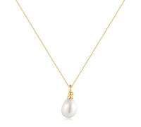 ANIA HAIE Collar para mujer Chic Creator Freshwater Pearl Pendant Necklace de plata de ley 925 chapado en oro de 14 K, adornado con una perla, longitud: 45 cm + 7,5 cm de extensión