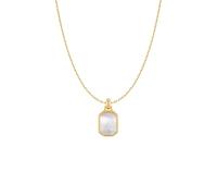 ANIA HAIE Collar Tide Echo para mujer de plata de ley 925 chapada en oro de 14 quilates, colgante con perla de concha, longitud: 43 cm + 5 cm de extensión, incluye paquete de regalo