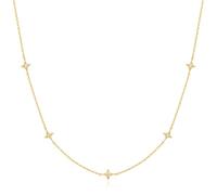 ANIA HAIE Dusk Divas Stars Station - Collar para mujer de plata de ley 925 chapada en oro de 14 quilates, con 5 circonitas cúbicas, longitud: 38 cm + 7,5 cm de extensión, incluye caja de regalo