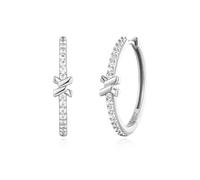 ANIA HAIE Pendientes de aro Dusk Divas Cross Hoops de plata de ley 925, con 34 circonitas, tamaño: 17,2 x 1,7 mm, incluye paquete de regalo