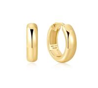 ANIA HAIE Pendientes de aro Dusk Divas Dome Band Huggies de plata de ley 925 chapada en oro de 14 quilates, tamaño: 8,5 x 3,5 mm, incluye paquete de regalo