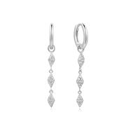 ANIA HAIE Pendientes de aro Dusk Divas Pavé Sparkle Drop Huggies de plata de ley 925, cubiertos con 54 circonitas, tamaño: 8,8 x 1,5 - 1,7 mm, incluye paquete de regalo