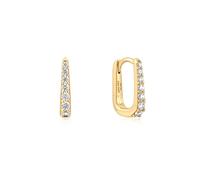 ANIA HAIE Pendientes de aro para mujer Sunshine Chaser Oval Pavé Huggies de plata de ley 925 chapada en oro de 14 quilates, con 14 circonitas cúbicas, tamaño: 14 x 1,3 - 2,4 mm, incluye paquete de