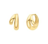 ANIA HAIE Pendientes de aro Tide Echo de plata de ley 925 chapados en oro de 14 quilates, diámetro: 10,5 mm, incluye paquete de regalo