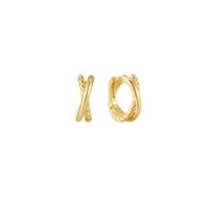 ANIA HAIE Pendientes de aro Tide Echo de plata de ley 925 chapados en oro de 14 quilates, diámetro: 12 mm, incluye paquete de regalo