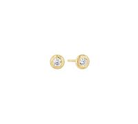 ANIA HAIE Pendientes de mujer Tide Echo de plata de ley 925 chapados en oro de 14 quilates, con 2 circonitas cúbicas, diámetro: 3,2 mm, incluye paquete de regalo