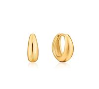 ANIA HAIE Pendientes Luxe Minimalism Huggie Hoop de plata de ley chapada en oro de 14 quilates, longitud 11 mm, incluye paquete de regalo