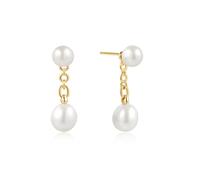 ANIA HAIE Pendientes para mujer Chic Creator Freshwater Pearl Stud Ear Jackets de plata de ley 925 chapados en oro de 14 quilates, adornados con 4 perlas de agua dulce, tamaño: 13,5 mm, tamaño de las