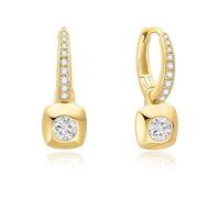 ANIA HAIE Pendientes Tide Echo para mujer de plata de ley 925 chapada en oro de 14 quilates, con 18 circonitas cúbicas, diámetro: 8,5 mm, incluye caja de regalo
