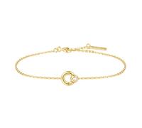 ANIA HAIE Pulsera Chic Creator Hoop Freshwater Pearl Bracelet de plata de ley 925 chapada en oro de 14 quilates, adornado con una perla, longitud: 16,5 cm + 2 cm de extensión, incluye paquete de