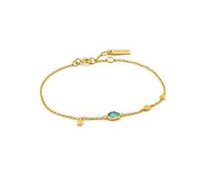 ANIA HAIE Pulsera para mujer con diseño de disco turquesa de plata de ley 925, un colgante turquesa, longitud 16,5 cm + 2 cm de extensión, incluye paquete de regalo, Mittelgroße, Plata de ley Plata de