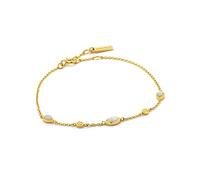 ANIA HAIE Pulsera para mujer Mineral Glow Kyoto ópalo de plata de ley chapada en oro de 14 quilates, con dos placas de oro y tres colgantes de ópalo, longitud 16,5 cm + extensión de 2 cm, incluye