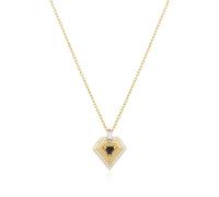 ANIA HAIE Sunshine Chaser - Collar geométrico para mujer, plata de ley 925, chapado en oro de 14 quilates, colgante adornado con 29 circonitas, longitud: 43 cm + 5 cm de extensión, incluye caja de