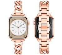 Aniaboho Correa de metal compatible con correas de Apple Watch para mujeres y hombres de 44 mm, 45 mm, 49 mm, 42 mm, 46 mm, diseño de cadena única, correas ajustables para Apple Watch Ultra 2 1 Series