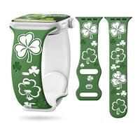 Aniaboho Correa para el día de San Patricio compatible con correas de Apple Watch para mujeres y hombres de 44 mm, 45 mm, 49 mm, 42 mm, 46 mm, bonitas correas de trébol de la suerte para iWatch Series