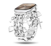 Aniaboho Pulsera de metal elegante de diseño compatible con correas de Apple Watch para mujer de 44 mm, 45 mm, 46 mm, 49 mm, 42 mm (S3 2 1), correas con colgante de cadena para iWatch para Apple Watch