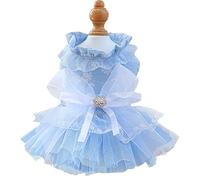ANIAC Daisy - Vestidos para perros pequeños con anillo de correa, nudo de lazo, vestido de novia para cachorro, traje de gato de San Valentín, vestido de fiesta de mascotas elegante para gatito