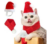ANIAC Gorro de Papá Noel con bufanda para perro, gorro de Navidad, disfraz de Navidad, accesorio para el cuello de perro para gatos y perros pequeños (pequeño)