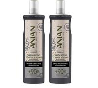 ANIAN - Champú Carbón Activo, Té Verde y Pepino, 400 ml, para Cabello Graso, Desintoxica y Purifica, Hidratación Profunda, Evita Encrespamiento (Paquete de 2)