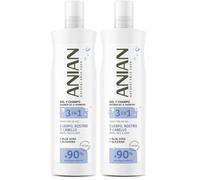 ANIAN - Gel y Champú 3 en 1, 250 ml, con Aloe Vera y Glicerina, Limpia el Cabello, Rostro y Cuerpo, Hidrata y Calma, Todo Tipo de Piel y Cabello, +90% Ingredientes de Origen Natural, Apto para Veganos