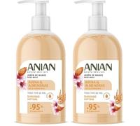 ANIAN - Jabón de Manos Avena y Almendras, 500 ml, para Piel Sensible, con Leche de Avena y Almendra, Calma e Hidrata la Piel, Manos más Suaves, + 95% Ingredientes de Origen Natural (Paquete de 2)