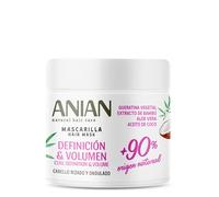 ANIAN - Mascarilla de Pelo Definición y Volumen, 350 ml, para Cabello Rizado y Ondulado, Hidrata el Cabello en Profundidad, Rizos Flexibles y Definidos, con Queratina, Aceite de Coco y Aloe Vera