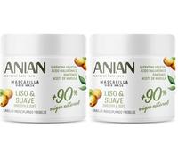 ANIAN - Mascarilla Liso y Suave, 350 ml, para Cabello Indisciplinado y Rebelde, Sella las Fibras Quebradas, Nutre e Hidrata en Profundidad, con Aceite de Marula, Queratina Vegetal y Ácido Hialurónico