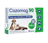 ANIDEV Cazomag 90 MG - Suplemento calmante para perros y gatos - Proteína de leche, magnesio, triptófano - Apoyo en períodos difíciles y cambios de hábitos - 30 tabletas apetitantes