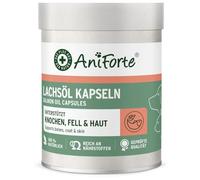 AniForte Cápsulas de Aceite de salmón para Perros y Gatos 200 - Son un valioso Aceite de Pescado Omega-3 para el metabolismo y la formación de Huesos, suplemento de Barf, vitaminas