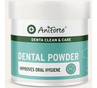 AniForte Denta Clean and Care Powder 300g para perros y gatos. Producto natural para dientes blancos, aliento fresco y prevención de Plaque. Cuidado dental en polvo.