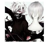 AniGhoul kaneki ken for wig cosplay Comic-Con Halloween Fiesta Carnaval Adulto Adolescente (White Wig), Plata (Color: Blanco Plata)