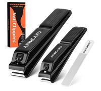 ANIHCANO - Cortaúñas con lima de uñas de cristal, juego de cortaúñas ultra afilado, cortaúñas profesional para manos y pies, cortador de uñas para hombres y mujeres (negro)
