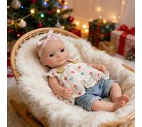 Aniiyy Mini muñeca bebé de silicona de 11 pulgadas realista recién nacida, muñeca bebé de silicona cuerpo suave, no vinilo