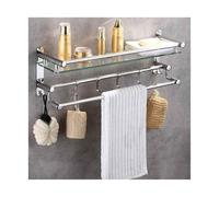 Anilla para Toallas Tamaños múltiples del Estante de Toalla Cuarto baño Cristal moderado Acero Inoxidable(Double Layer,L40Cm)