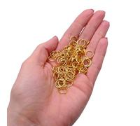 Anillas Abiertas Chapadas en Oro 10 mm - 200 Piezas (Espesor 1 mm) para Creación de Bisutería, Anillas Fuertes para Conectar Cierres, Colgantes y Componentes, Accesorios Esenciales para Ensartar