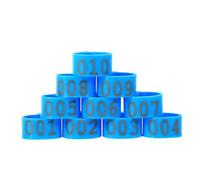 Anillas de plástico para la de patas de pollo, Anillos de plástico numerados for patas aves corral, 100 Uds., bandas identificación con Clip 16mm, multicolor(Blue)