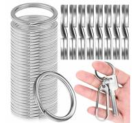 Anillas Llaveros 30mm,100 Piezas Redondo Argollas para Llaveros Planos,Anilla Llavero con Doble Lazos Argollas,Plata Anillos de Metal Conectores Anillas de Llavero para Manualidades DIY Artes
