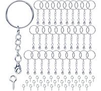 Anillas Llaveros 60 Unidades Porta Chaves Cadena Argollas para Llaveros Manualidades 30 Keychain 30 Pasadores de Rosca 25 mm Enganches Kit para Hacer Llaveros Resina Fabricación de Joyas