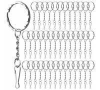 Anillas Llaveros con Diseño de Ondas,Keychain Anillas Metalicas con Cadena Ganchos,Argollas Porta Chaves 50 Piezas Metálicas Plateadas 25mm para Hacer Llaveros Manualidades,Bisutería DIY