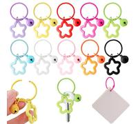 Anillas Llaveros de Estrella con Campanas,30 Piezas 30mm Porta Llaves Coloreado en Aleación,Argollas Porta Chaves DIY Keychain para Decoración