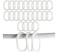 Anillas para Cortina de Ducha,24 Unidades, Color Blanco, Anillos para Cortina de Ducha en Forma de C para Barra de Ventana de Ducha, de plástico Resistente