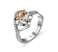 Anillo 925 Damas, Rings Sterling Women 925 Round Moissanite Champán Anillos ajustables Fashion Heart Forma de vestir esterlina Anillos de compromiso Regalos para hombres Mujeres Anillos de eternidad