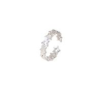 Anillo abierto ajustable luminoso hueco de cinco puntas con estrella para mujeres y hombres, anillos de fiesta para parejas, A, Cobre