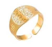 Anillo abierto con forma de cruz y personalidad creativa para hombre, joyería de acero inoxidable con Jesús