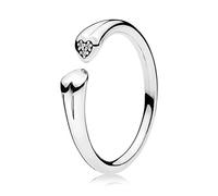 Anillo abierto de dos corazones con corona de corazón recortada en forma de esclava de princesa con cristales de plata de ley, joyería europea-9,1