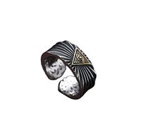 Anillo abierto de ojo de Dios para hombre, ajustable, vintage, con diseño de triángulo, grabado en plata, ojo de Dios, anillo personalizado para todo ver, regalo de amistad y Navidad para hombres y