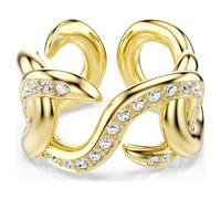 Anillo abierto Dextera, Talla redonda, Blanco, Baño tono oro 50