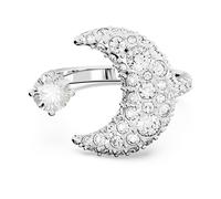 Anillo abierto Luna, Luna, Blanco, Baño de rodio 58