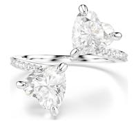 Anillo abierto Mesmera, Talla de corazón, Pavé, Blanco, Baño de rodio 52