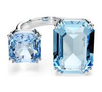 Swarovski Anillo abierto Millenia, Talla octogonal, Azul, Baño de rodio